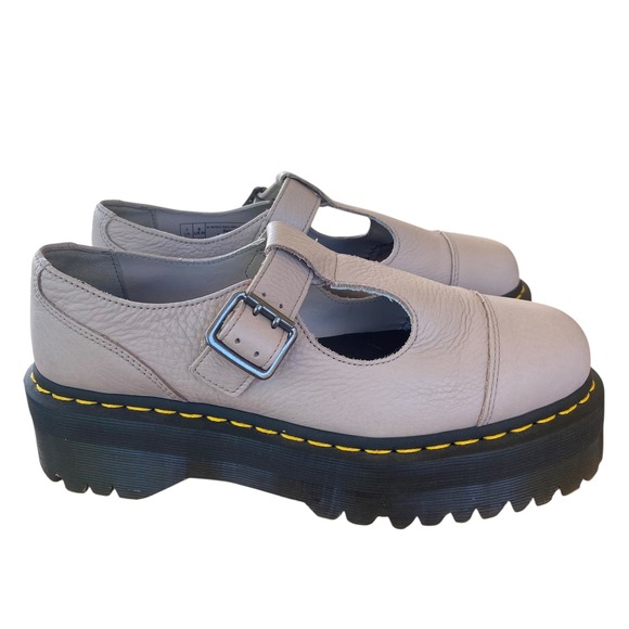 Dr. Martens Bethan Platform Mary Jane Leather Shoes Women's Size US‎ 8 Taupe - Picture 1 of 9